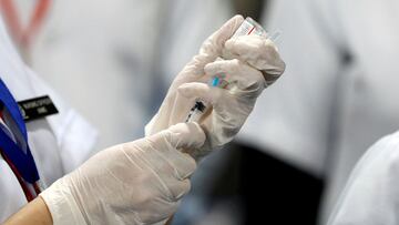 FILE PHOTO: A healthcare worker fills a syringe with a dose of Bharat Biotech&#039;s COVID-19 vaccine called COVAXIN, during the coronavirus disease (COVID-19) vaccination campaign at All India Institute of Medical Sciences (AIIMS) hospital in New Delhi, 