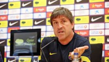 El segundo entrenador del Barcelona, Jordi Roura, en rueda de prensa.