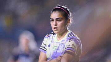 Natalia Villarreal of Tigres during the game Tigres UANL (MEX) vs Real Madrid (SPA), International Friendly of the BBVA MX Womens League, at the Universitario Stadium, on August 29, 2023.
<br><br>
Natalia Villarreal de Tigres durante el partido Tigres UANL (MEX) vs Real Madrid (ESP), Amistoso Internacional de la Liga BBVA MX Femenil, en el Estadio Universitario, el 29 de Agosto de 2023.