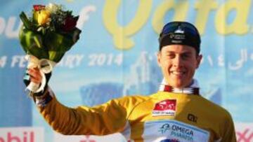 El holandés Niki Terpstra, del Omega Pharma - Quick Step, más líder en el Tour de Qatar.