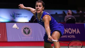 Carolina Mar&iacute;n, durante su partido ante Xuefei Qi en el Abierto de Tailandia de B&aacute;dminton.