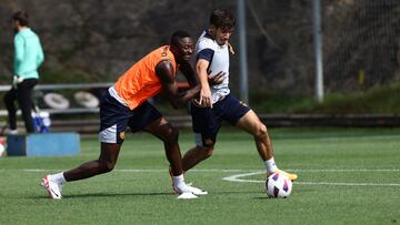 Sadiq, en el entrenamiento de ayer en Zubieta.