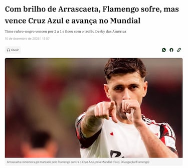 La prensa brasileña reconoce: Flamengo sufrió para vencer a Cruz Azul en el “Derbi das Américas”