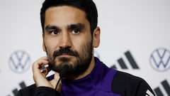 Soccer Football - International Friendly - Germany Press Conference - Lyon, France - March 22, 2024 Germany's Ilkay Gundogan during the press conference REUTERS/Benoit Tessier