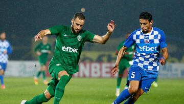 Higinio Mar&iacute;n, durante un partido de la liga h&uacute;ngara con el Ludogorets.