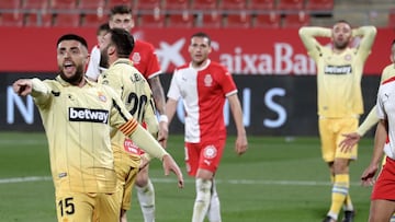 David L&oacute;pez, en el Girona-Espanyol.