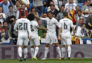 Celebraci¨®n del gol de Cristiano Ronaldo.