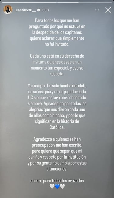 Nicolás Castillo reaparece y explica su ausencia del ‘Adiós Capitanes’: “No soy hincha de...”