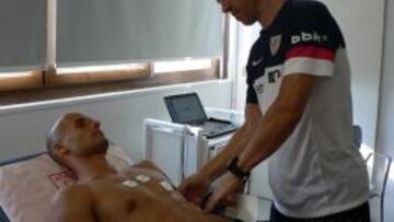 Rico, durante el reconocimiento médico.