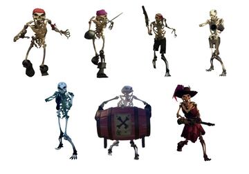 Esqueletos según sus armas y capitán