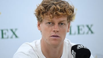 Italy�s Jannik Sinner attends a press conference at the Shanghai Masters tennis tournament in Shanghai on October 2, 2025. (Photo by Jade Gao / AFP)