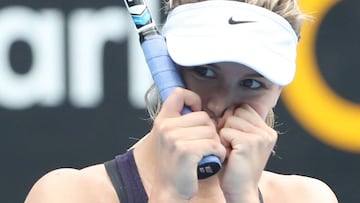 Eugenie Bouchard celebra su victoria ante la rusa Anastasia Pavlyuchenkova en los cuartos de final del Torneo de Sidney.