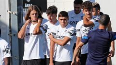 Yarek, Ribes, Javi Navarro y Yellu, en un entrenamiento con el primer equipo.