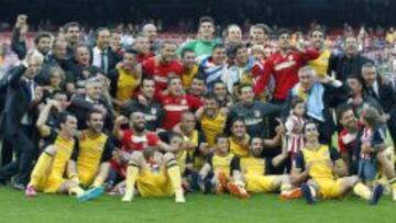 Los jugadores del Atlético celebran el título de Liga.