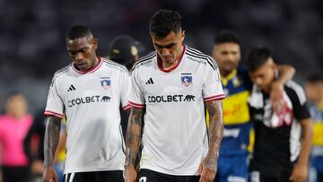 Futbol, Colo Colo vs Everton.
Fecha 5, campeonato Nacional 2023.
Los jugador de Colo Colo lamentan el empate contra Everton durante el partido de primera division disputado en el estadio Monumental en Santiago, Chile.
19/02/2023
Felipe Zanca/Photosport

Football, Colo Colo vs Everton.
3nd turn, 2023 National Championship.
Colo Colo's players reacts after tie against Everton during the first division match at the   Monumental stadium in Santiago, Chile.
19/02/2023
Felipe Zanca/Photosport