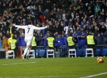 2-0. Cristiano Ronaldo celebrates Real Madrid's second goal.