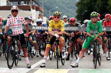 Nairo Quintana, Tadej Pogacar y Mark Cavendish.