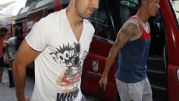 Gabi en uno de los viajes del Atleti en América.