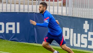 Koke, en el entrenamiento del Atlético