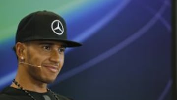 Lewis Hamilton, en la rueda de prensa de Spa.
