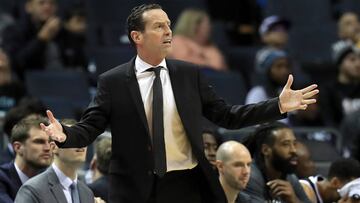 CHARLOTTE, NORTH CAROLINA - DECEMBER 06: Head coach Kenny Atkinson of the Brooklyn Nets watches on against the Charlotte Hornets during their game at Spectrum Center on December 06, 2019 in Charlotte, North Carolina. NOTE TO USER: User expressly acknowledges and agrees that, by downloading and or using this photograph, User is consenting to the terms and conditions of the Getty Images License Agreement.   Streeter Lecka/Getty Images/AFP
 == FOR NEWSPAPERS, INTERNET, TELCOS &amp; TELEVISION USE ONLY ==