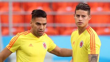 James y Falcao, las figuras de la Selección Colombia entrenando en la previa del partido ante Japón en el Mundial de Rusia 2018