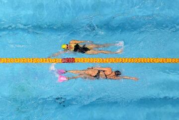 General view of swimmers training ahead of competition during the Australian Swimming Trials for Tokyo Olympic and Paralympic qualification, at the SA Aquatic and Leisure Centre in Adelaide, Wednesday, June 16, 2021. (AAP Image/Dave Hunt)