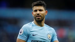 El Kun Ag&uuml;ero con el Manchester City. 