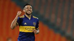 JJPANA4568. MEDELL&Iacute;N (COLOMBIA), 24/09/2020.- El jugador Eduardo Salvio de Boca Juniors celebra un gol hoy, en un partido de la Copa Libertadores entre Deportivo Independiente Medell&iacute;n (DIM) y Boca Juniors en el estadio Atanasio Girardot en 