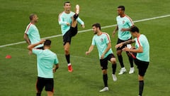 Cristiano se ejercit&oacute; ayer en el Spartak Stadium junto al resto de la selecci&oacute;n portuguesa y el astro dio muestras de estar de buen humor antes del reto contra Rusia.