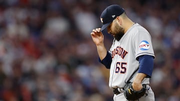 MINNEAPOLIS, MINNESOTA - OCTOBER 11: Jose Urquidy #65 of the Houston Astros looks on during the fifth inning against the Minnesota Twins in Game Four of the Division Series at Target Field on October 11, 2023 in Minneapolis, Minnesota. David Berding/Getty Images/AFP (Photo by David Berding / GETTY IMAGES NORTH AMERICA / Getty Images via AFP)
