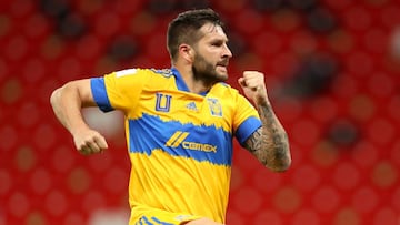 DOHA, QATAR - FEBRUARY 04: Andre-Pierre Gignac of Tigres UANL celebrates after scoring their sides second goal from the penalty spot during the FIFA Club World Cup Qatar 2020 Second Round match between Tigres UANL and Ulsan Hyundai FC at the Ahmad Bin Ali