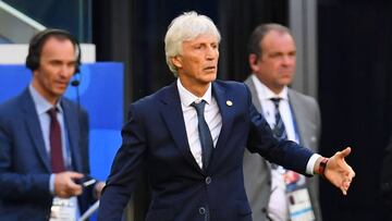 José Pékerman durante el partido entre la Selección Colombia y Senegal por la tercera fecha de la fase de grupos del Mundial Rusia 2018