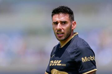 MEXICO CITY, MEXICO - MARCH 19: Eduardo Salvio of Pumas looks on during the 12th round match between Pumas UNAM and Pachuca as part of the Torneo Clausura 2023 Liga MX at Olimpico Universitario Stadium on March 19, 2023 in Mexico City, Mexico. (Photo by Mauricio Salas/Jam Media/Getty Images)