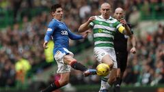 Britain Football Soccer - Celtic v Rangers - Scottish Premiership - Celtic Park - 12/3/17 Rangers&#039; Emerson Hyndman in action with Celtic&#039;s Scott Brown 