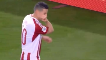 Estos fueron los 2 goles de James Rodríguez con Olympiacos