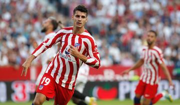 Álvaro Morata celebra el 0-2 al Sevilla. 
