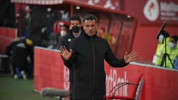 Luis García Plaza dirigiendo al RCD Mallorca durante un partido de la pasada temporada.