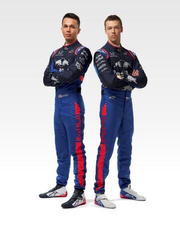 Los pilotos Albon y Kvyat.