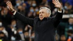 Soccer Football - Champions League - Round of 16 Second Leg - Real Madrid v Paris St Germain - Santiago Bernabeu, Madrid, Spain - March 9, 2022 Real Madrid coach Carlo Ancelotti celebrates after the match REUTERS/Susana Vera