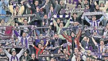 <b>COLORIDO. </b>Los aficionados del Valladolid estarán presentes en buen número en el Helmántico.
