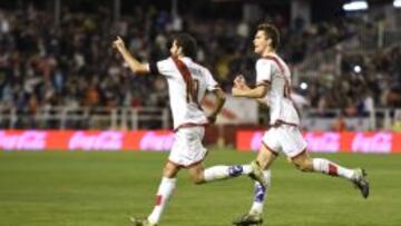 Trashorras celebra su gol ante el Rayo