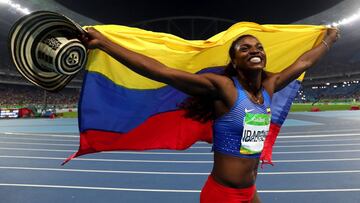 Caterine Ibarg&uuml;en celebrando su medalla de oro en los Juegos Ol&iacute;mpicos de R&iacute;o 2016