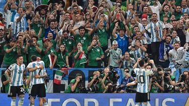 Messi celebra un gol con Argentina