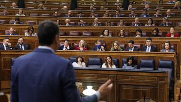 El presidente del Gobierno, Pedro Sánchez, interviene durante una sesión de control al Gobierno, en el Congreso de los Diputados, a 22 de febrero de 2023, en Madrid (España). Durante la sesión, el presidente del Gobierno, ha respondido a preguntas sobre el retraso en la conexión ferroviaria del Eje Atlántico y los problemas de la juventud, además de sobre decisiones del Ejecutivo.
22 FEBRERO 2023;SESION DE CONTROL;GOBIERNO;CONEXIONES FERROVIARIAS;JUVENTUD
Eduardo Parra / Europa Press
22/02/2023