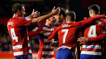 El Granada celebra un gol en casa.