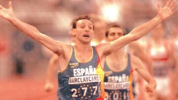 Fermín Cacho, vencedor ante Isaac Viciosa en los 1.500 metros de los Europeos de Helsinki 1994.