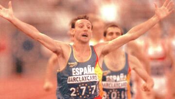 Ferm&iacute;n Cacho, vencedor ante Isaac Viciosa en los 1.500 metros de los Europeos de Helsinki 1994. 