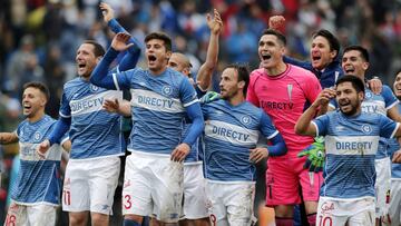 Futbol, Universidad Catolica vs Colo Colo
 Fecha 24 del campeonato nacional 2018
 Los jugadores de Universidad Catolica , celebran la victoria contra Colo Colo durante el partido de primera division disputado en el estadio San Carlos de Apoquindo de Santiago, Chile.
 30/09/2018
 Javier Torres/Photosport
 
 Football, Universidad Catolica vs Colo Colo
 24th date of the National Championship 2018
 Universidad Catolica&#039;s players celebrate the victory against Colo Colo during the first division football match at the San Carlos de Apoquindo stadium in Santiago, Chile.
 30/09/2018
 Javier Torres/Photosport
 