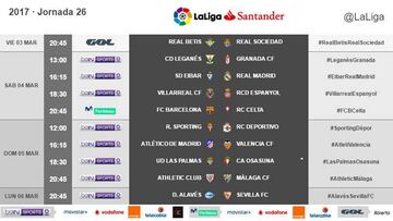 Horarios: Eibar-Real Madrid, el sábado 4 de marzo a las 16:15